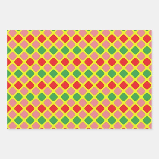 Mehrfarbiges und Kariertes Design Perfektes Weihna Geschenkpapier Set (Vorderseite 3)