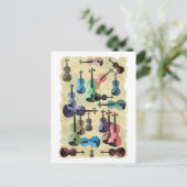 mehrfarbiges Violinwallpaper Postkarte (Stehend Vorderseite)