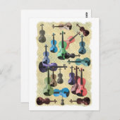 mehrfarbiges Violinwallpaper Postkarte (Vorne/Hinten)