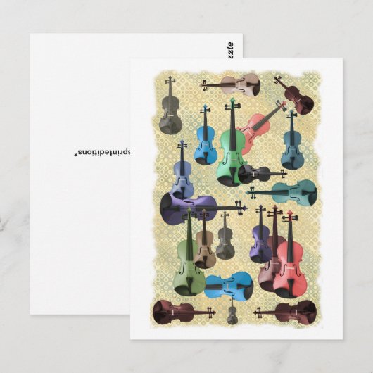 mehrfarbiges Violinwallpaper Postkarte (Vorne/Hinten)