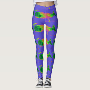 mehrfarbiges Walblau Leggings
