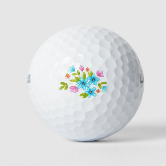 Mehrfarbiges WasserfarbenBouquet Golfball (Vorderseite)