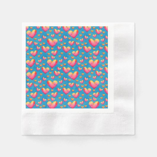 mehrfarbiges Wasserfarbenherz Papier Napkins Serviette (Vorderseite)