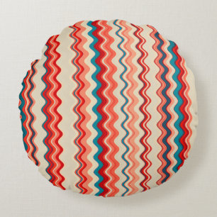 mehrfarbiges Wavy Muster Rundes Kissen