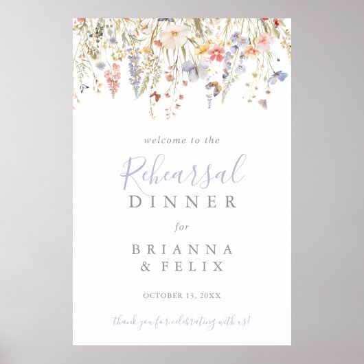 Mehrfarbiges Wildblume Probe Dinner Willkommen Poster (Vorne)