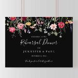Mehrfarbiges Wildblume Probe Dinner Willkommen Poster<br><div class="desc">Dieses bunte Begrüßungsschild für die Probe der Wildblume eignet sich perfekt für eine moderne Hochzeitsfeier. Das Design umfasst eine bunte Auswahl an rosa,  rot,  lila,  gelb,  weiß,  violett,  rot,  bordeauxfarbenen Blume in schwarzem Hintergrund.</div>