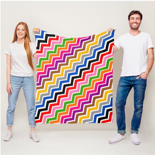 Mehrfarbiges Zigzag Zickzack Muster Fleecedecke