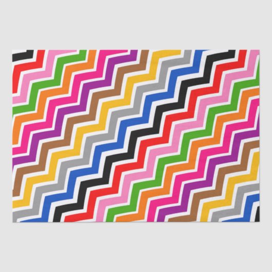 Mehrfarbiges Zigzag Zickzack Muster Seidenpapier (Vorderseite)