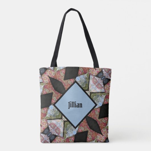 Mehrfarblich besticktes Patchwork Boho Chic Tasche (Rückseite)