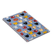 Mehrkätzchen Niedliches Muster Blau Notizblock (Rechte Seite)