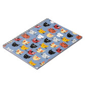 Mehrkätzchen Niedliches Muster Blau Notizblock (Linke Seite)