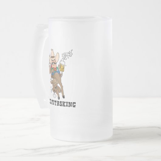 Mehrprozeßstier-Reiter Mattglas Bierglas (Vorderseite Links)