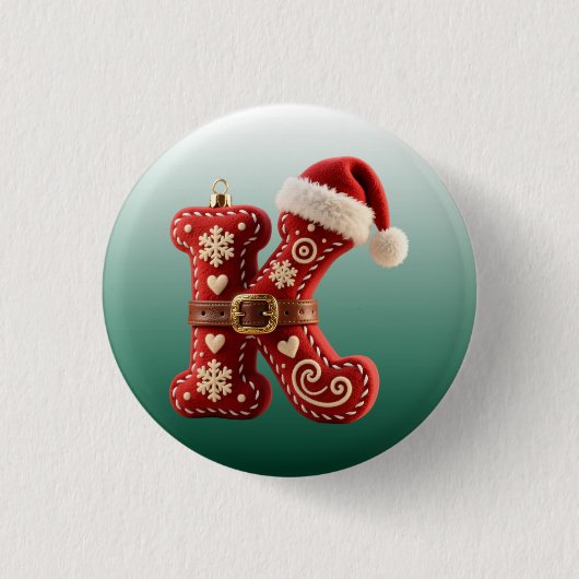 Mehrschichtiger Pastell-Goldbesatz Buchstabe K Button (Vorderseite)