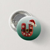 Mehrschichtiger Pastell-Goldbesatz Buchstabe U Button (Vorne & Hinten)
