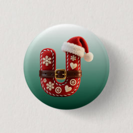 Mehrschichtiger Pastell-Goldbesatz Buchstabe U Button