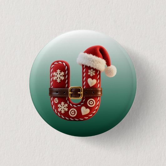 Mehrschichtiger Pastell-Goldbesatz Buchstabe U Button (Vorderseite)