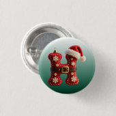 Mehrschichtiges Pastell-Goldbesatz-Buchstabe H Button (Vorne & Hinten)