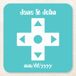 Mehrspielermodus in Turquoise Paper Coaster Rechteckiger Pappuntersetzer