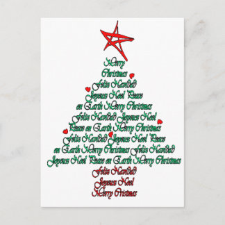 Mehrsprachige Chistmas Karte Feliz Geburts- Baum