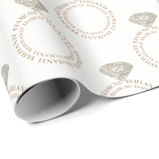 Mehrsprachige Diamantring-Typografie-Geschenkwrap Geschenkpapier (Rolleneckpunkt)