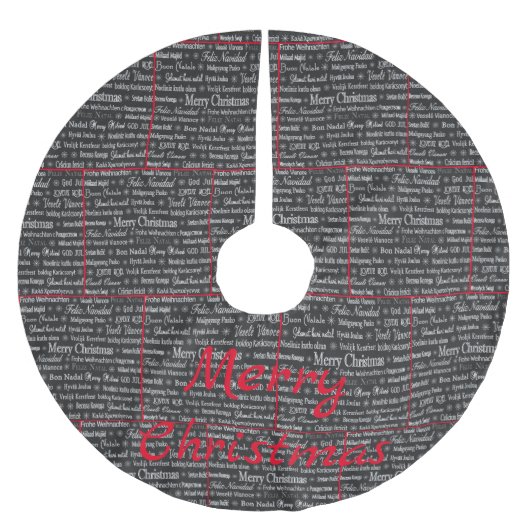 Mehrsprachige Frohe Weihnachts-Thunder_Cove Polyester Weihnachtsbaumdecke (Vorderseite)