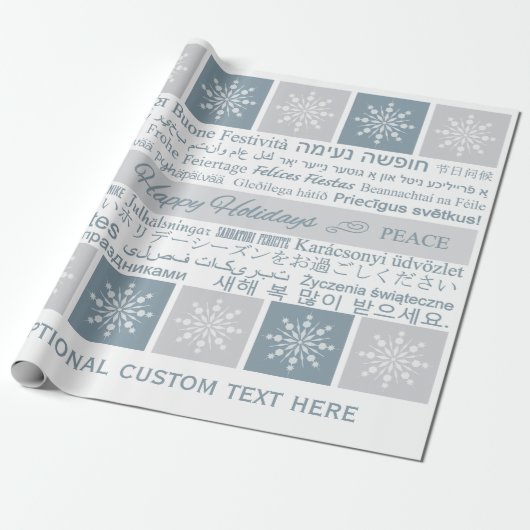 Mehrsprachige "Happy Holidays" Geschenkpackung Geschenkpapier (Ungerollt)