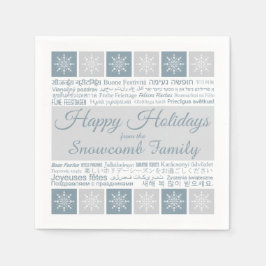 Mehrsprachige "Happy Holidays" Papierservietten