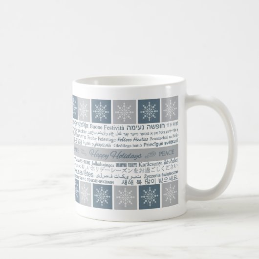Mehrsprachige Happy Holidays Tasse (Rechts)