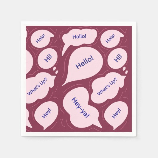 Mehrsprachige Hello Speech Bubbles Muster Serviett Serviette (Vorderseite)