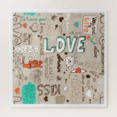 Mehrsprachige Liebe Doodle Muster Art Puzzle (Horizontal)