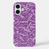 Mehrsprachige Liebe Text Lila iPhone Case (Rückseite)
