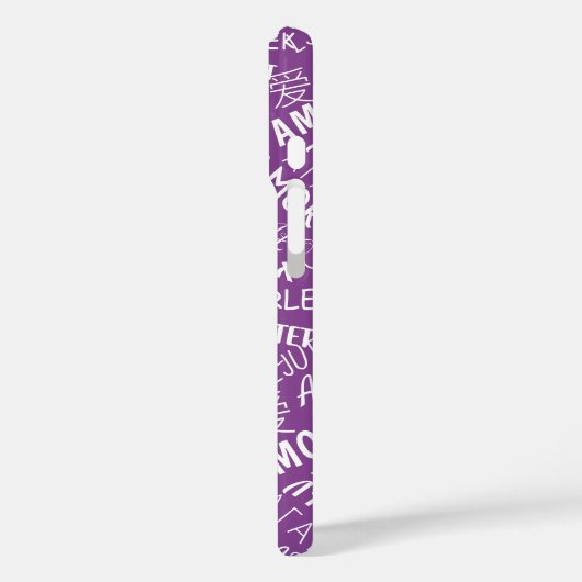 Mehrsprachige Liebe Text Lila iPhone Case (Rückseite / Links)