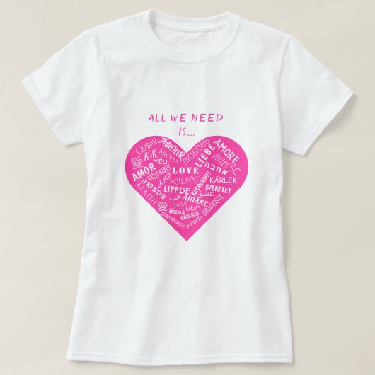 Mehrsprachige Liebe Text T - Shirt Internationales (Design vorne)