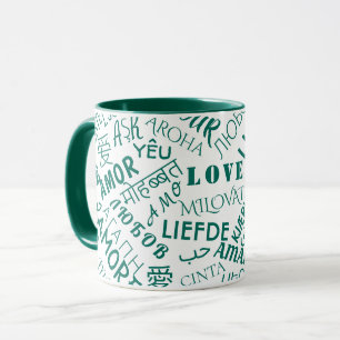 Mehrsprachige Liebe Textcoffee Tasse - Farben ausw