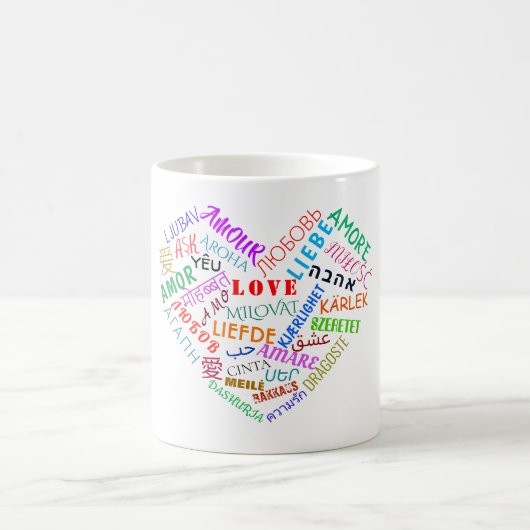 Mehrsprachige Liebe Textherz Kaffee Tasse (Mittel)