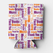 Mehrsprachige Lila Orange Vielen Dank Typografie Dosenkühler (Vorderseite)