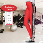 Mehrsprachige rote und schwarze vertikale Streifen Leggings<br><div class="desc">Diese Leggings zeigen eine schwarz grenzende rot-schwarze mehrsprachige Wortwolke "Danke" entlang des links Beins. Das rechte Bein hat zwei schwarze Streifen.</div>