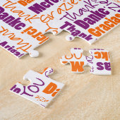 Mehrsprachige Typografie Vielen Dank Orange Lila Puzzle (Seite)
