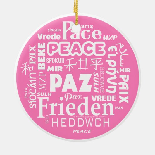 Mehrsprachige Weihnachtsdekoration - Rosa Keramik Ornament (Hinten)