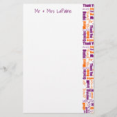 Mehrsprachiger Dank an Typografy Collage Wedding Briefpapier (Vorderseite)