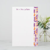 Mehrsprachiger Dank an Typografy Collage Wedding Briefpapier (Stehend Vorderseite)