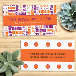 Mehrsprachiger Dank an Typografy Loyalty Punch Visitenkarte