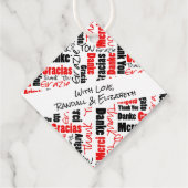 Mehrsprachiger Dank an Typografy Red Black Geschenkanhänger (Rückseite)