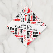 Mehrsprachiger Dank an Typografy Red Black Geschenkanhänger (Vorderseite)