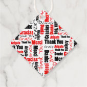 Mehrsprachiger Dank Typografie Collage Red Black Geschenkanhänger (Vorderseite)
