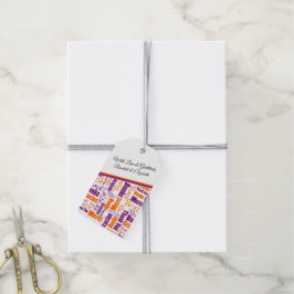 Mehrsprachiger Dank Typografie Lila Orange Geschenkanhänger