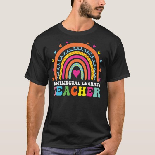 Mehrsprachiger Lerner Leopard Rainbow Multi T-Shirt (Vorderseite)