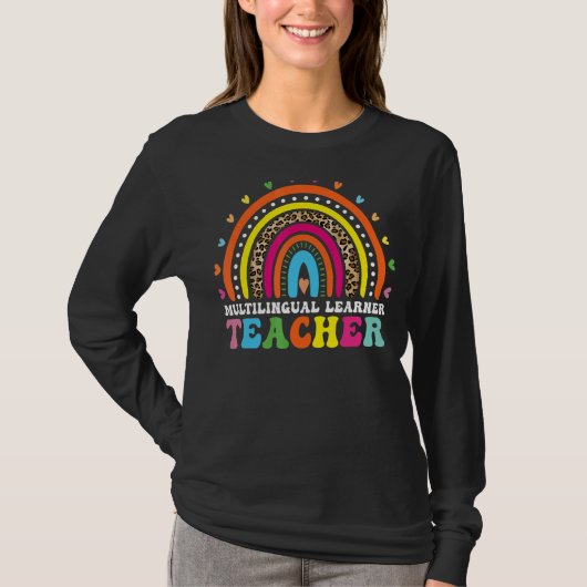 Mehrsprachiger Lerner Leopard Rainbow Multi T-Shirt (Vorderseite)
