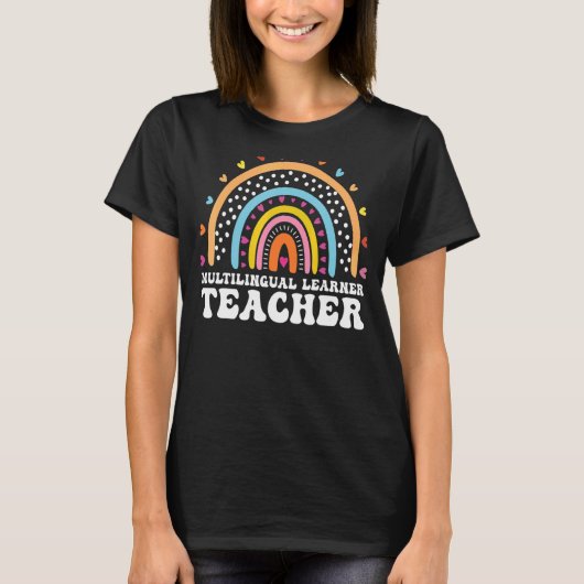 Mehrsprachiger Lerner Leopard Rainbow Multi T-Shirt (Vorderseite)
