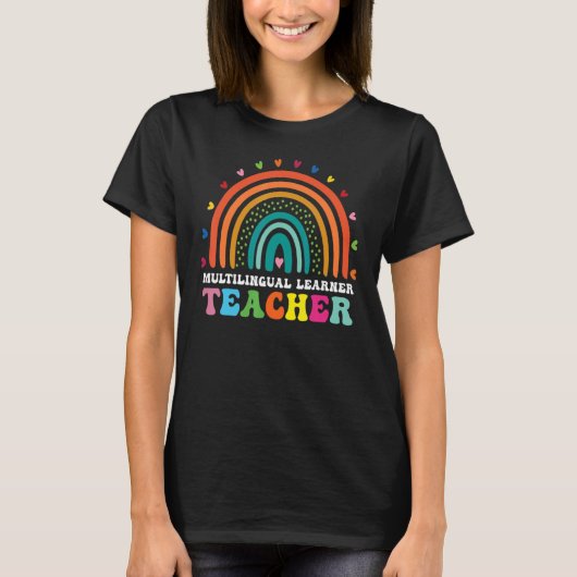 Mehrsprachiger Lernlehrer Leopard Regenbogen Multi T-Shirt (Vorderseite)
